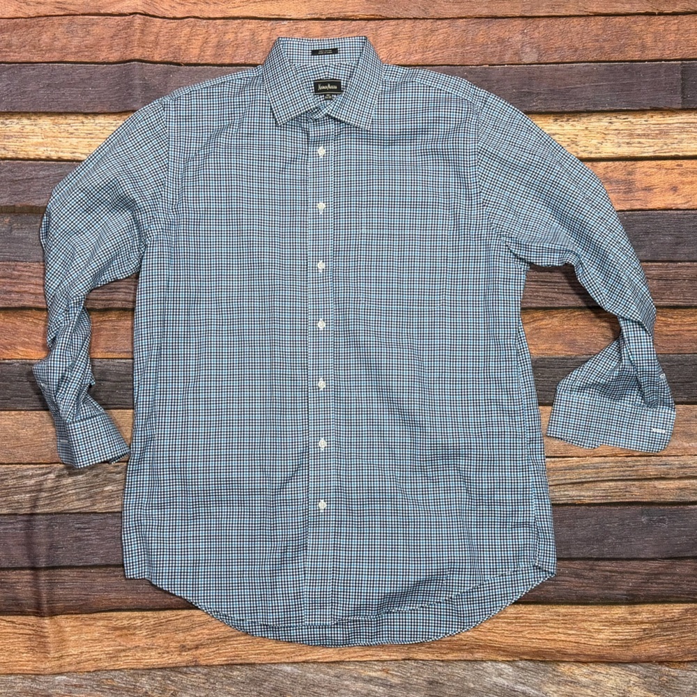 Neiman Marcus Check Mens Button Down Preppy Men's Dress Shirt